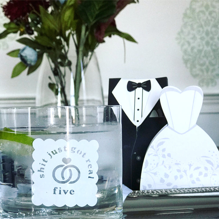 Reusable Sh*t Just Got Real Drink Labels - Engagement (Set of 12)