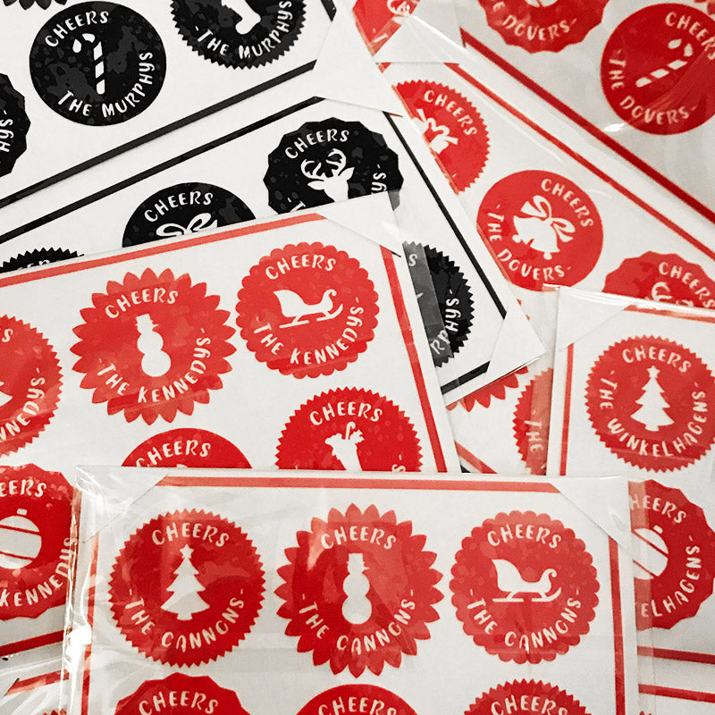 Personalized Fancy Holiday Drink Labels (Set of 12)