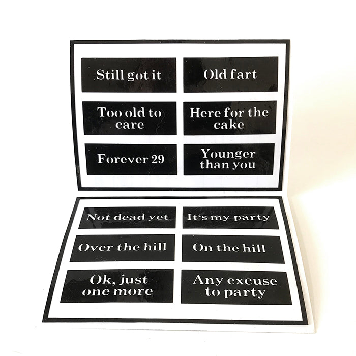 Reusable Party Time Labels (Set of 12)