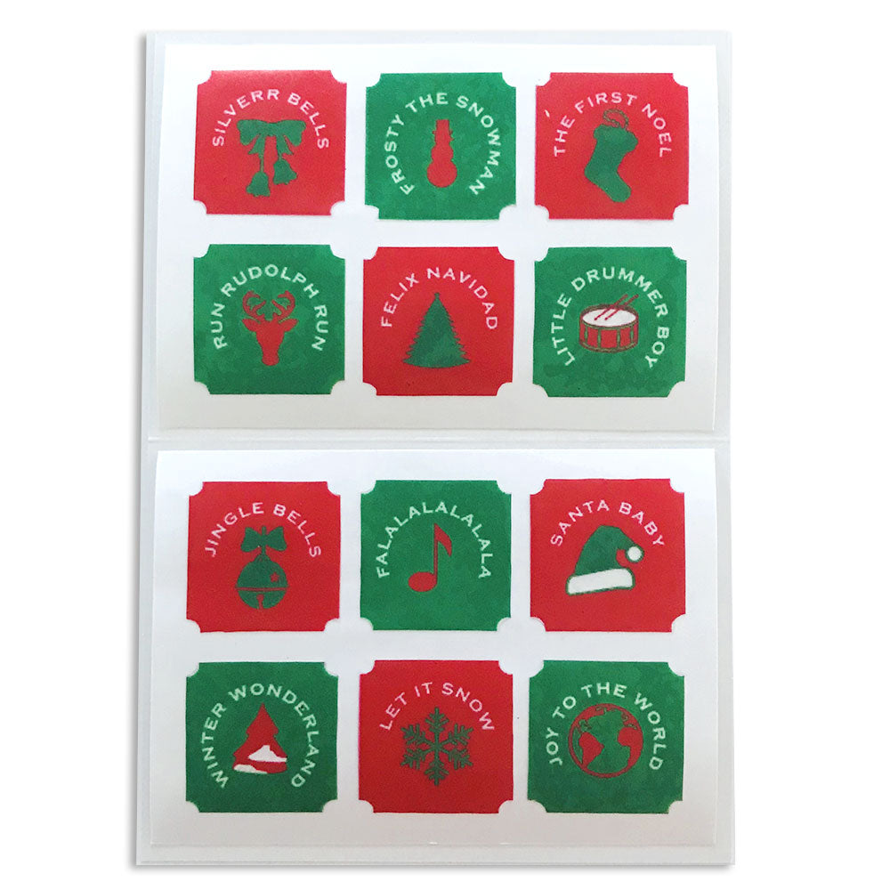 Reusable Holiday Songs Drink Labels (Set of 12)