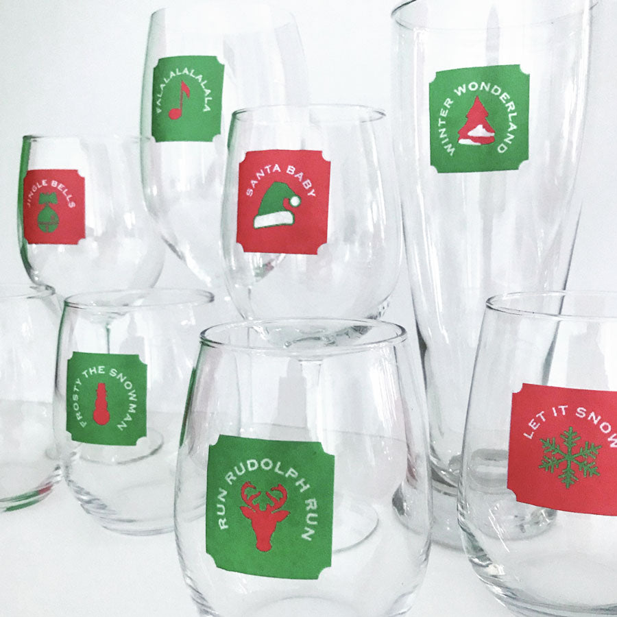 Reusable Holiday Songs Drink Labels (Set of 12)